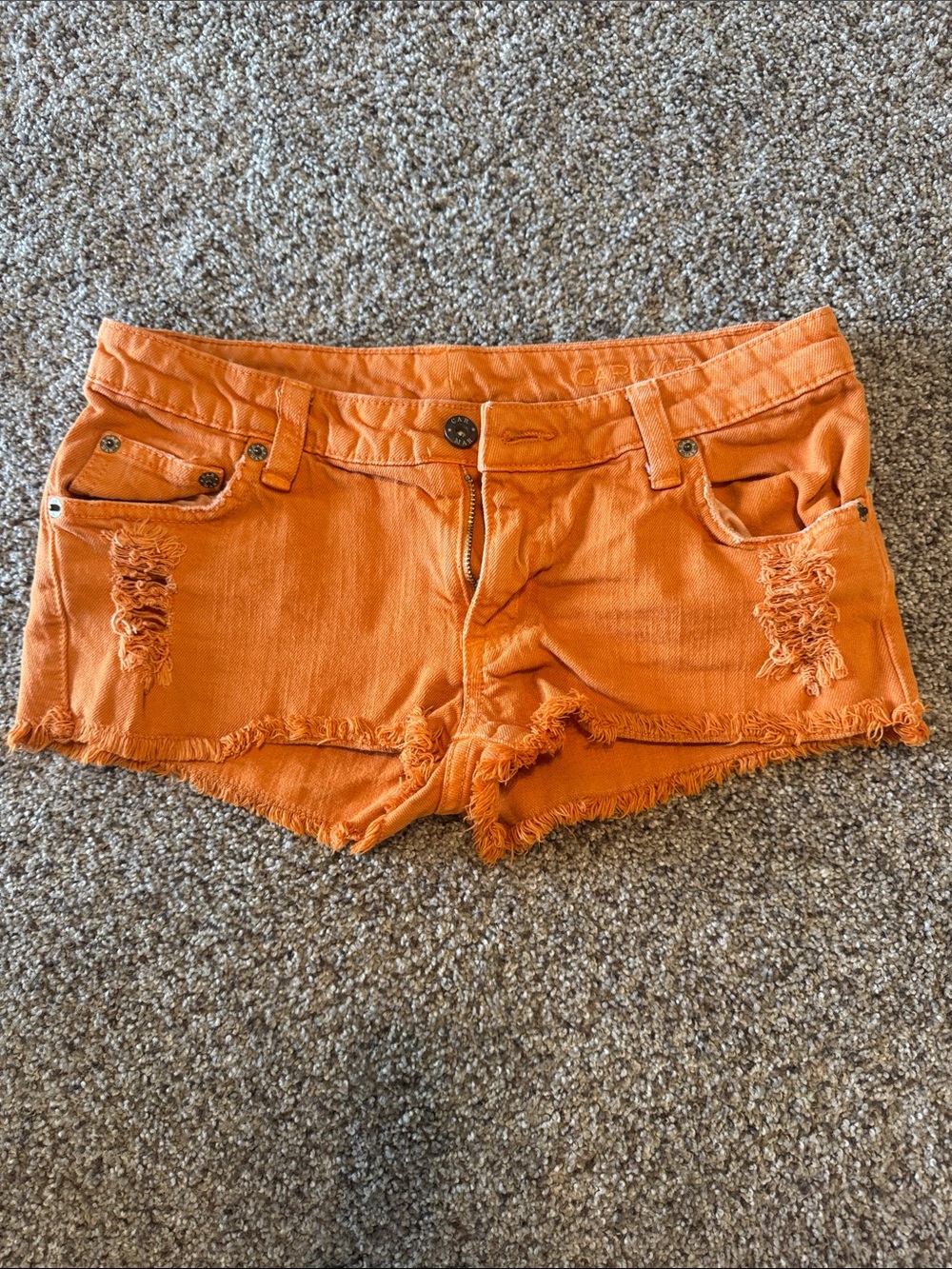 Carmar Orange Distressed Denim Cutoff Shorts
